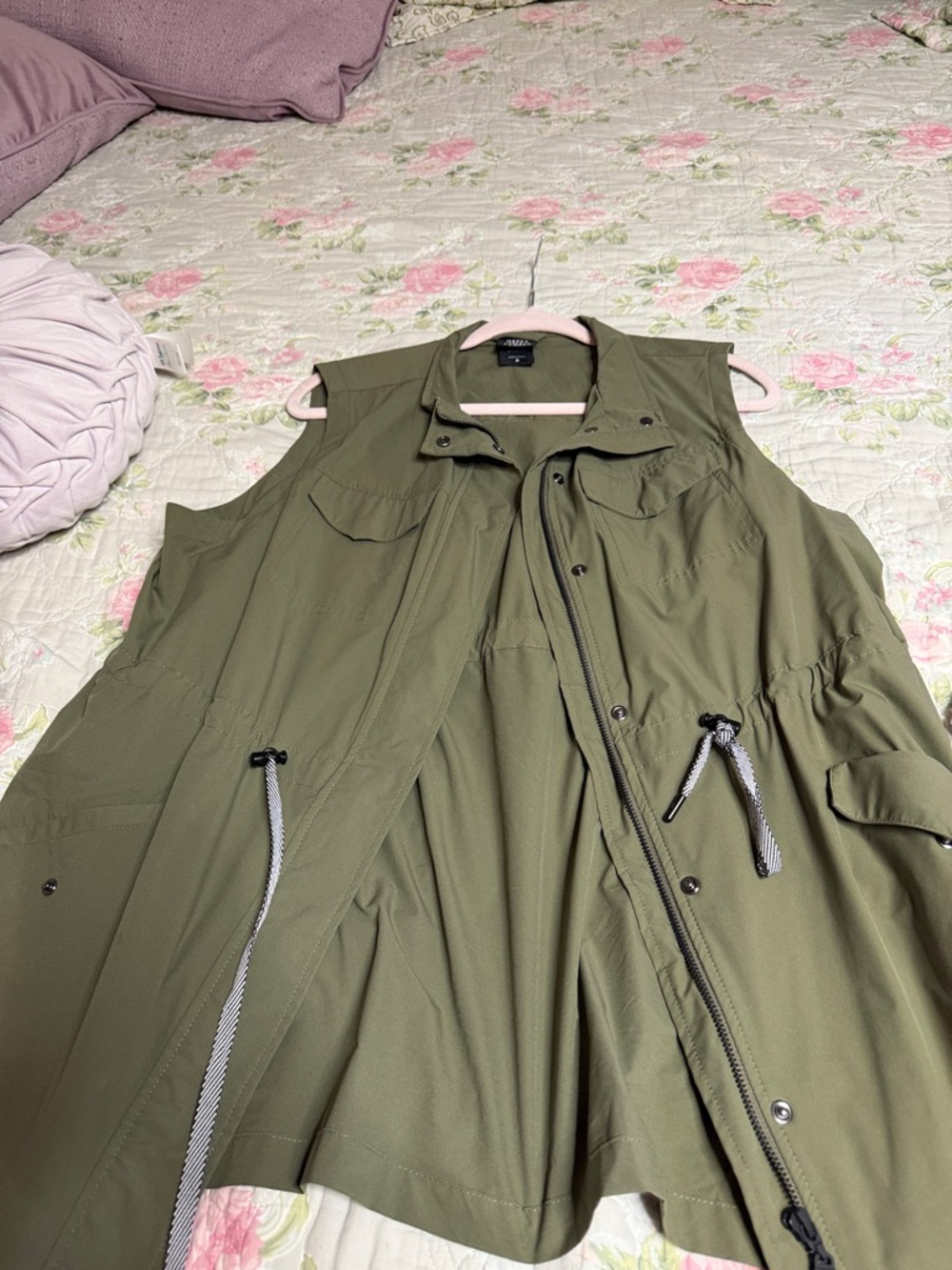 torrid Olive Utility Vest with Drawstring Waist - Picture 7 of 7